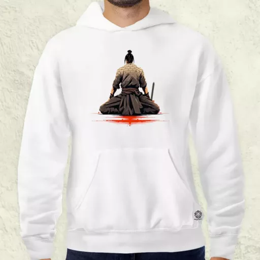 Pixelart Szamuráj hátulról v3 férfi pulóver