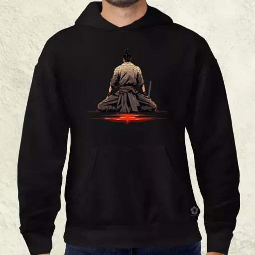 Pixelart Szamuráj hátulról v3 férfi pulóver