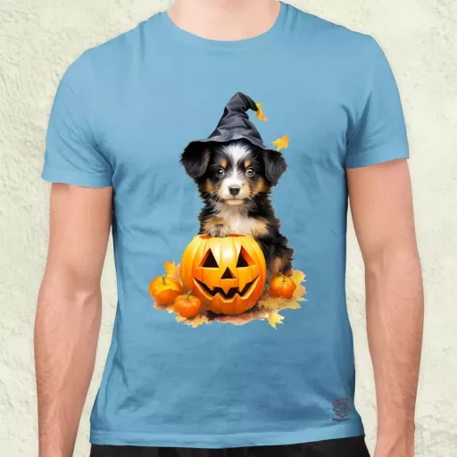 Halloween tök és kutyus v1 férfi póló