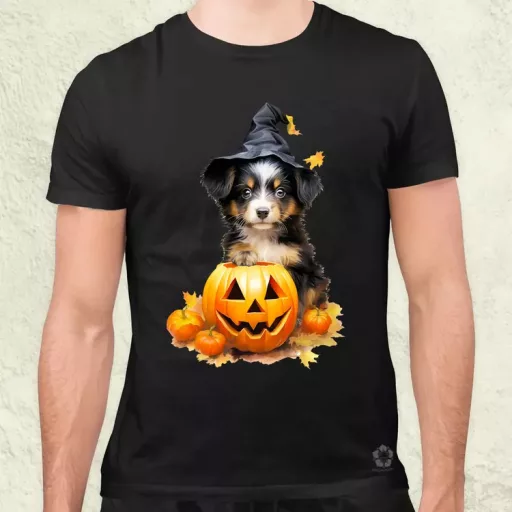 Halloween tök és kutyus v1 férfi póló