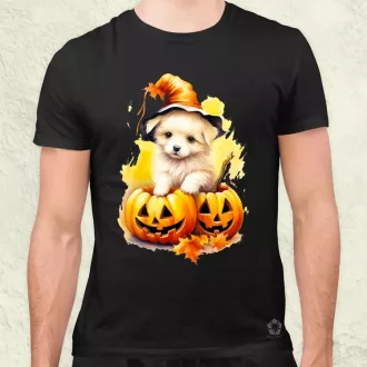 Halloween tök és kutyus v4 férfi póló