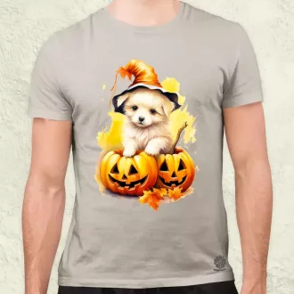 Halloween tök és kutyus v4 férfi póló