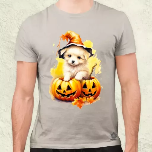 Halloween tök és kutyus v4 férfi póló