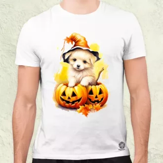 Halloween tök és kutyus v4 férfi póló