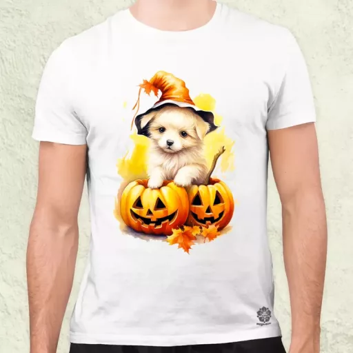 Halloween tök és kutyus v4 férfi póló