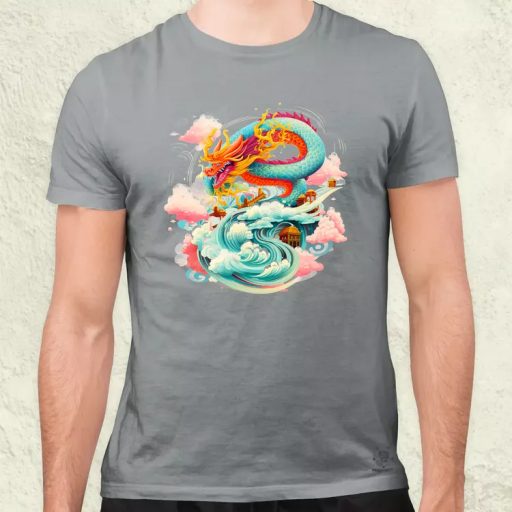 Színes vintage sárkány tetoválás v1 férfi póló