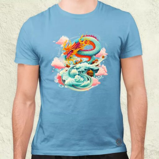 Színes vintage sárkány tetoválás v1 férfi póló