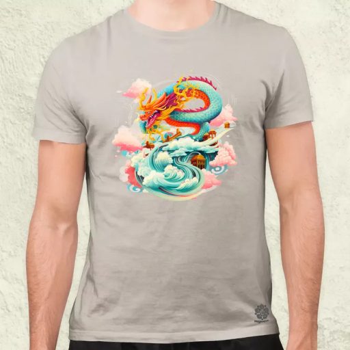 Színes vintage sárkány tetoválás v1 férfi póló