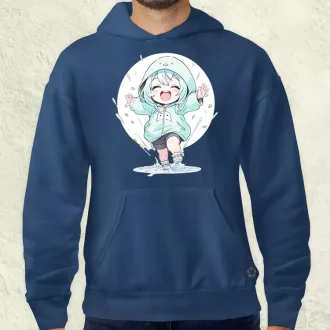 Chibi lány esőben táncol v2 férfi pulóver
