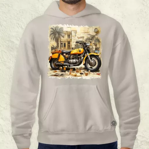Vintage kollázs motor férfi pulóver