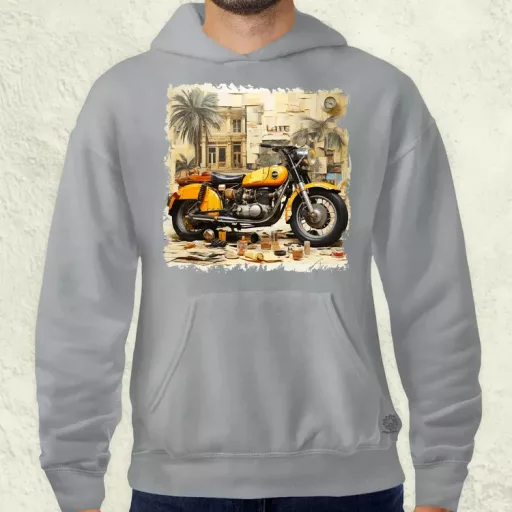 Vintage kollázs motor férfi pulóver