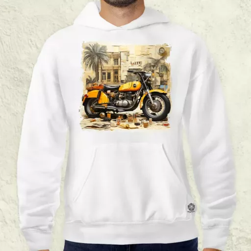 Vintage kollázs motor férfi pulóver